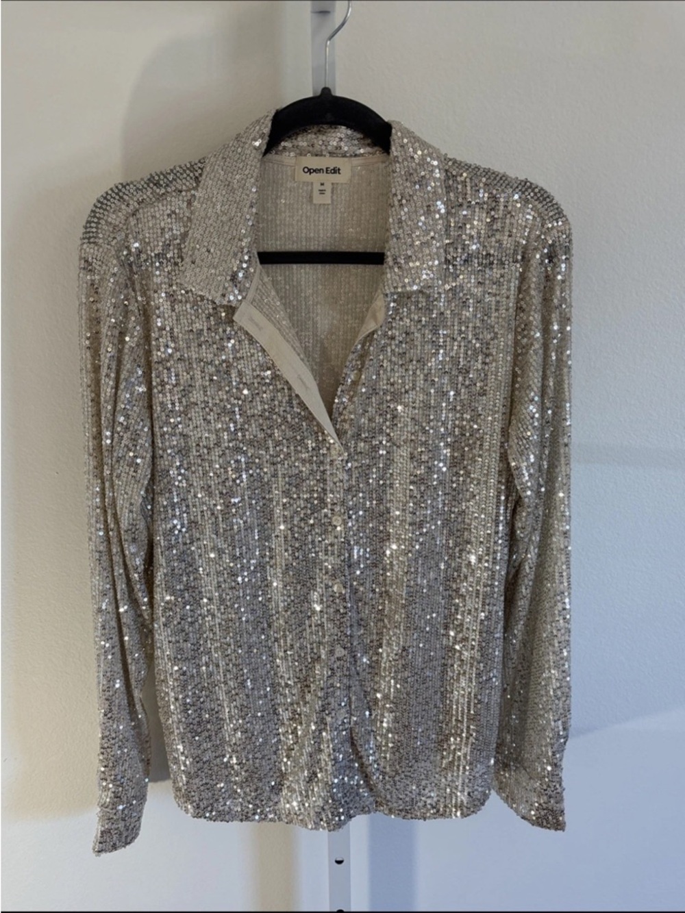 Open Edit Sequin Button Up Shirt SIZE MEDIUM New Without Tags NWOT